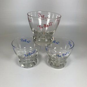 MCM Eva Zeizel Lo Ball Whiskey /Bourbon Glasses Blue Red Set of 3